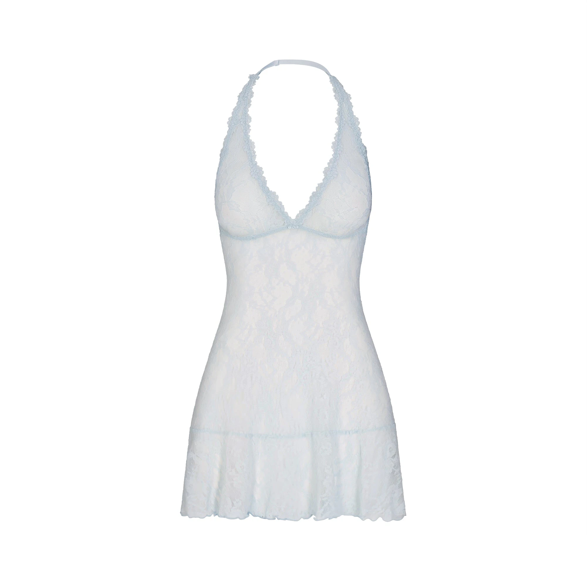 SKIMS Halter Mini Dress | Powder Blue | Stretch Lace | M | Medium | Women's SKIMS Halter Mini Dress | Powder Blue | Stretch Lace | M | Medium | Women's