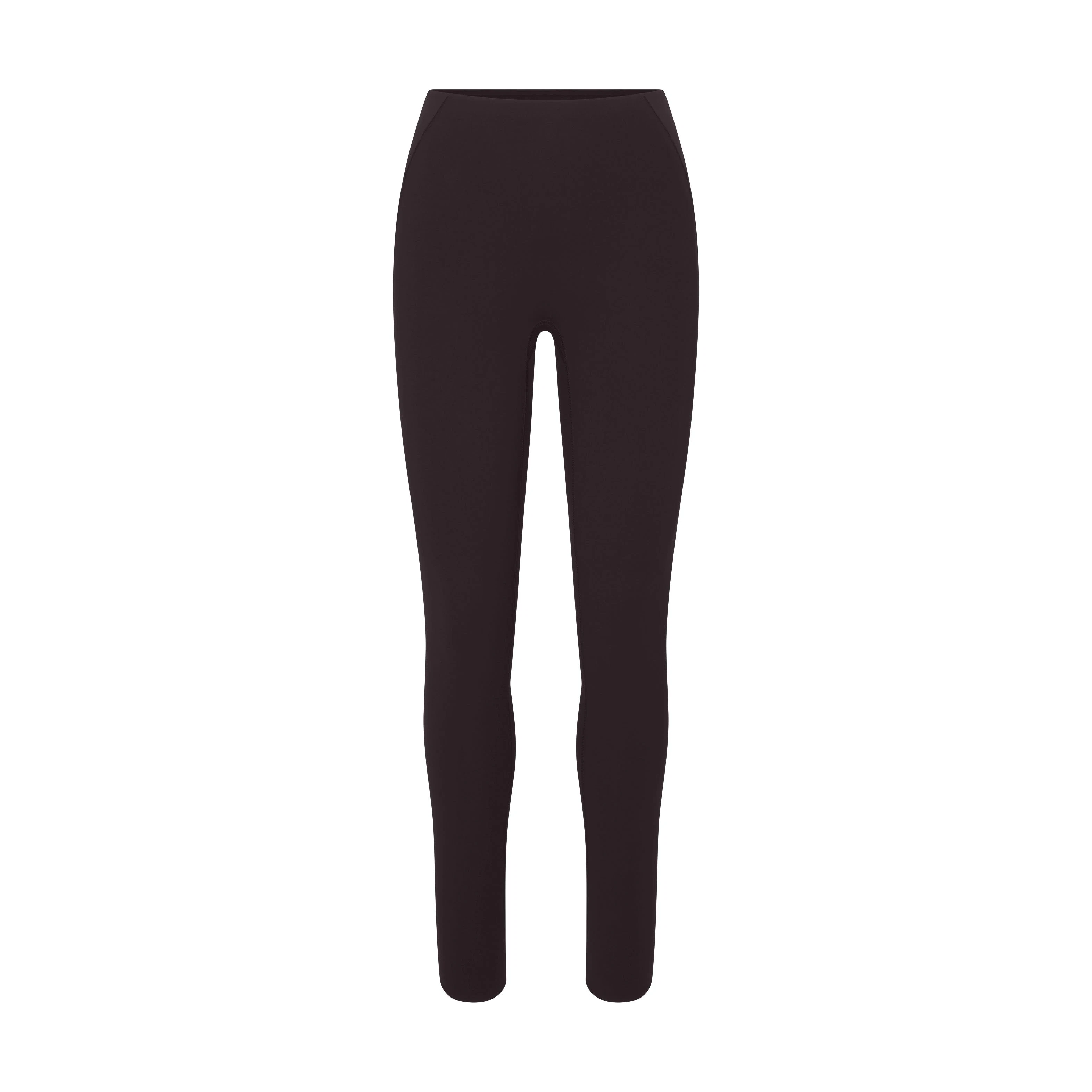 NikeSKIMS STUDIO STRETCH 26" LEGGING | DARK ROASTLAYS FLAT ON A WHITE BACKGROUND | FLT