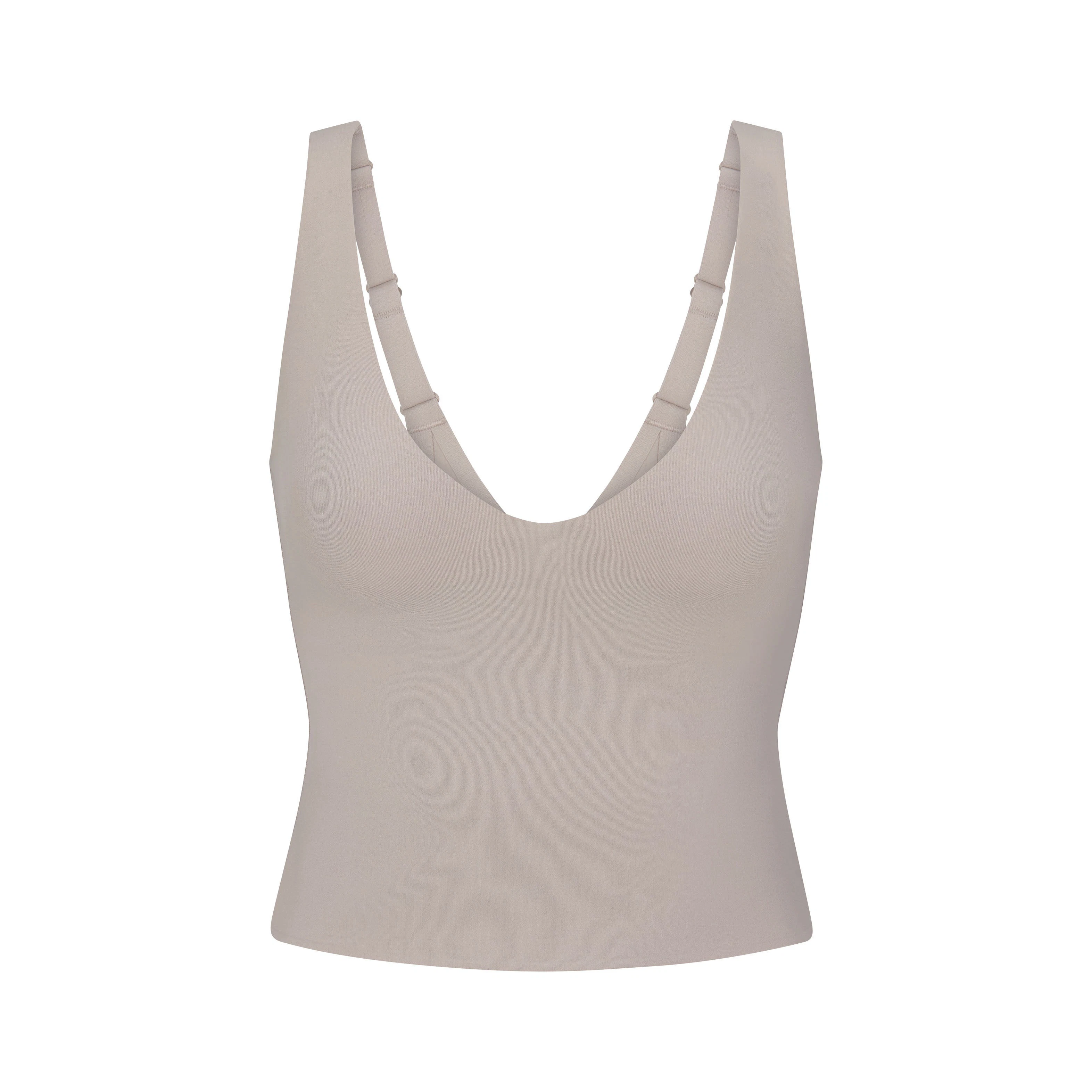 NikeSKIMS STUDIO STRETCH PLUNGE TANK | LINEN LAYS FLAT ON A WHITE BACKGROUND | FLT