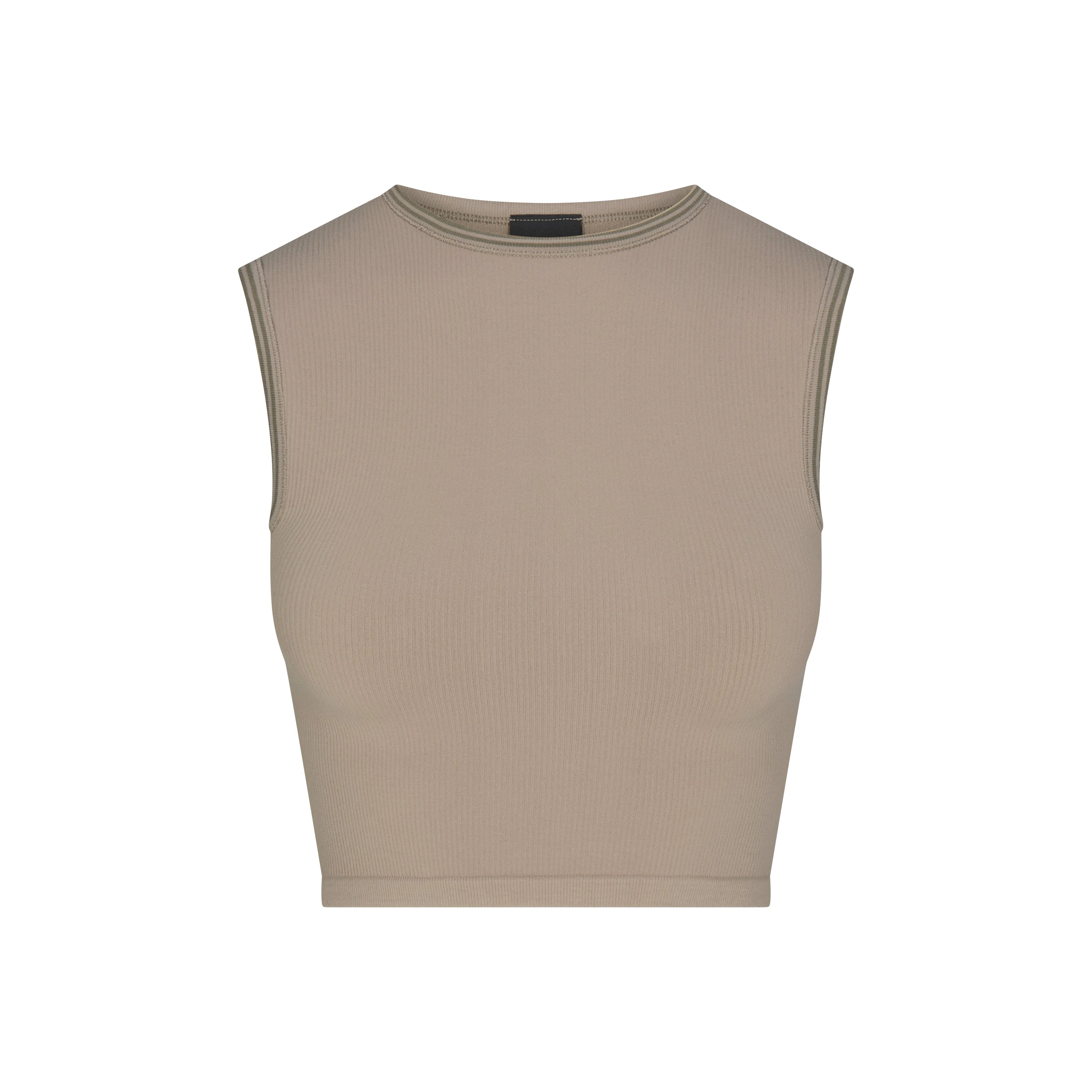 NikeSKIMS RIBBED SEAMLESS MUSCLE TANK | DRIFTWOOD & LAYS FLAT ON A WHITE BACKGROUND | FLT