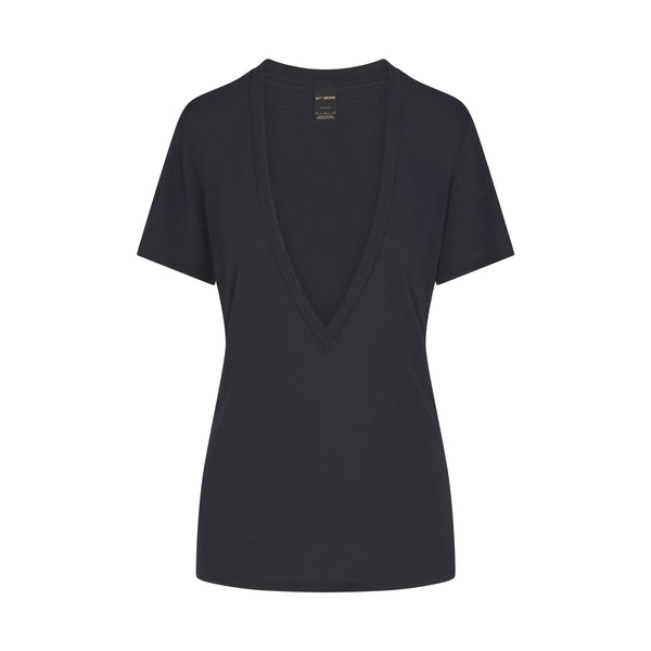 NikeSKIMS STRETCH KNIT CROPPED T-SHIRT | OBSIDIAN | SKIMS