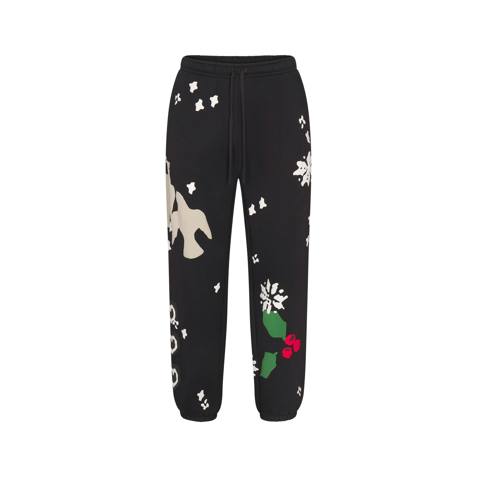 CACTUS PLANT FLEA MARKET X SKIMS HEAVYWEIGHT FLEECE MENS JOGGER | ONYX DOVE PRINT FLAT ON A WHITE BACKGROUND | FLT