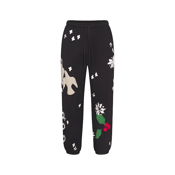CACTUS PLANT FLEA MARKET X SKIMS HEAVYWEIGHT FLEECE MENS JOGGER | ONYX DOVE PRINT FLAT ON A WHITE BACKGROUND | FLT