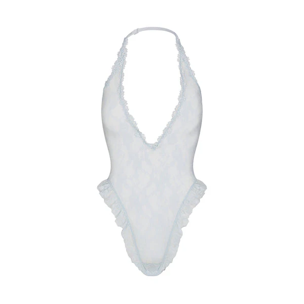 STRETCH LACE HALTER MINI DRESS | SOOT | SKIMS