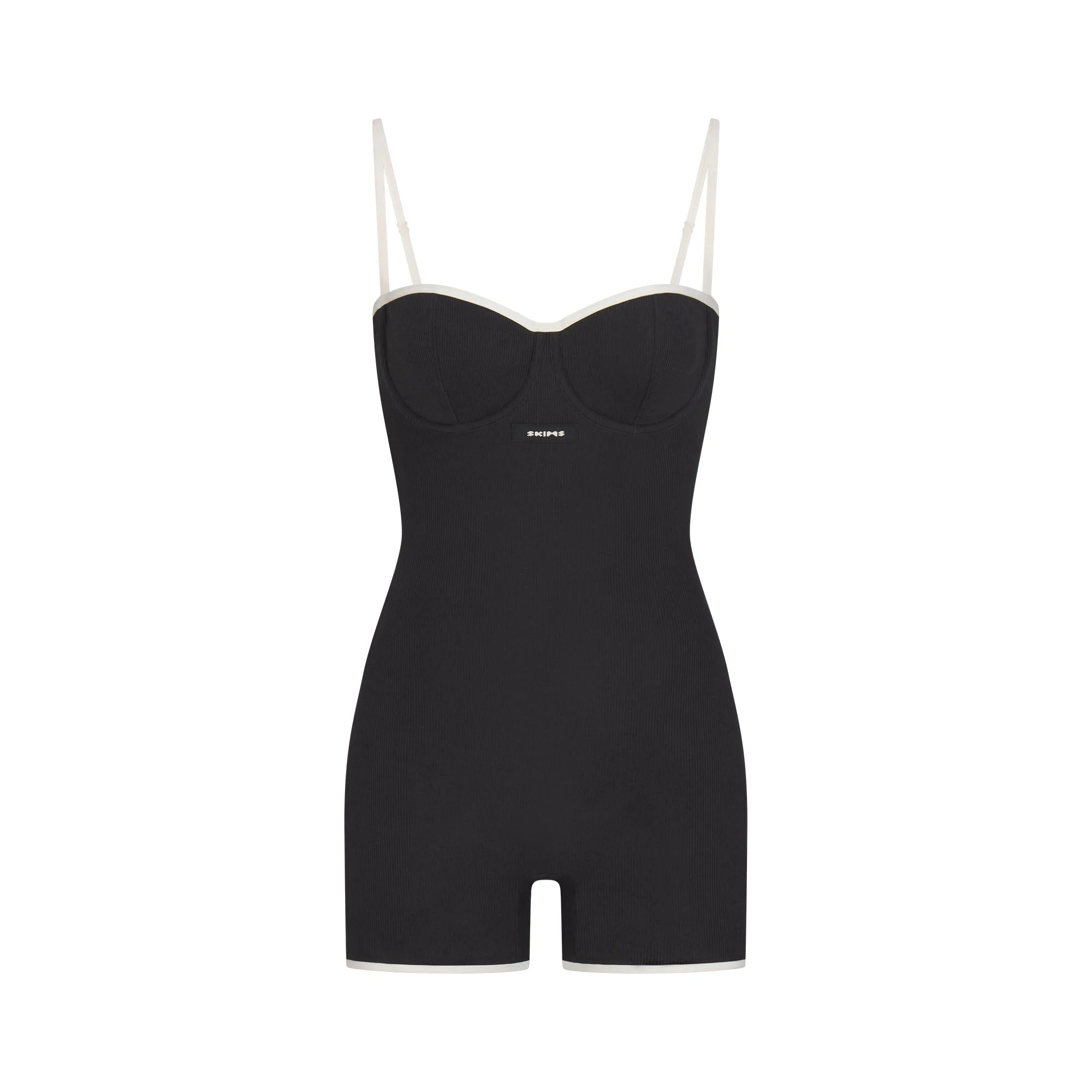 COTTON RIB ONESIE  | SOOT CONTRAST FLAT ON A WHITE BACKGROUND | FLT