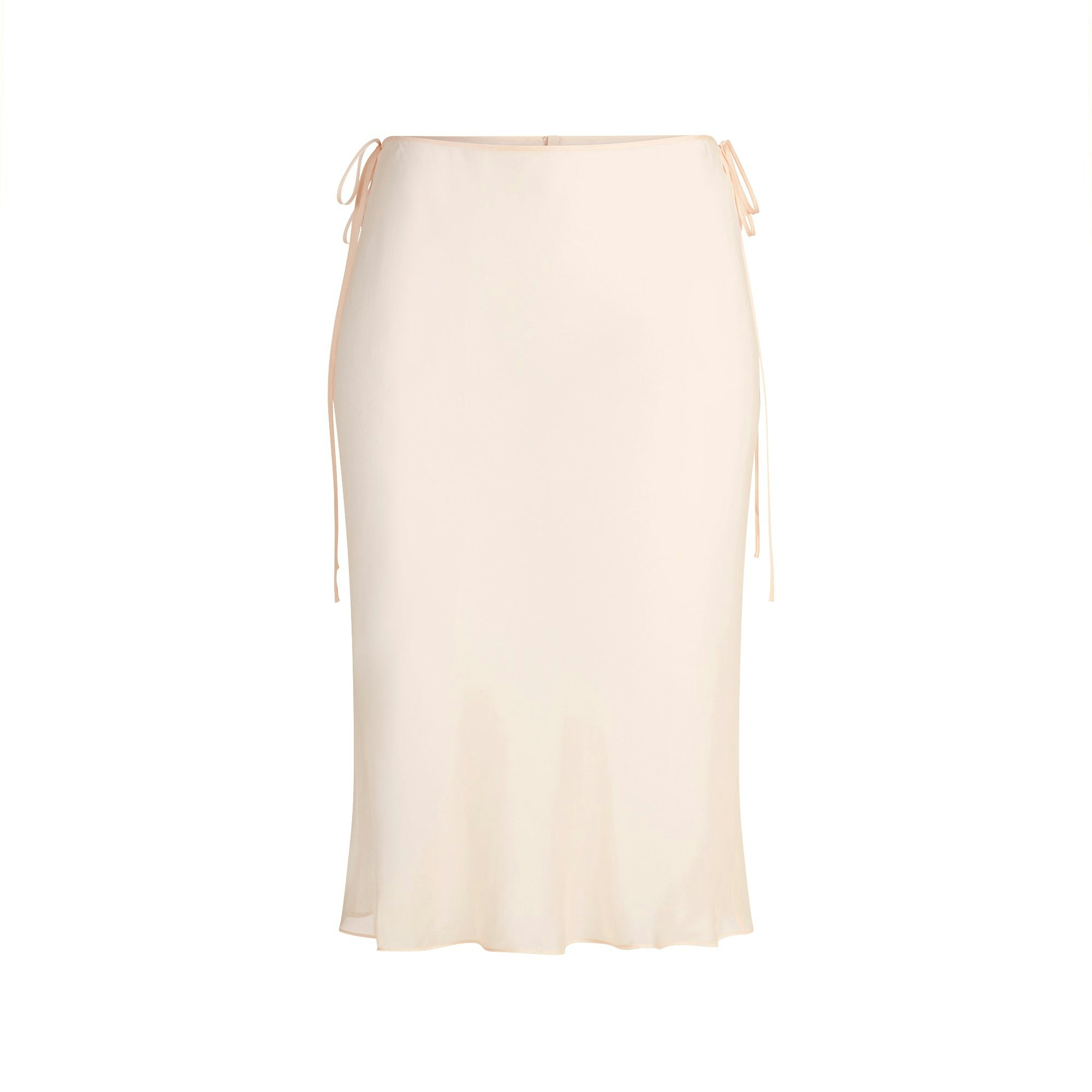 SKIMS ROMANCE MIDI SKIRT | PRIMROSE FLAT ON A WHITE BACKGROUND | FLT