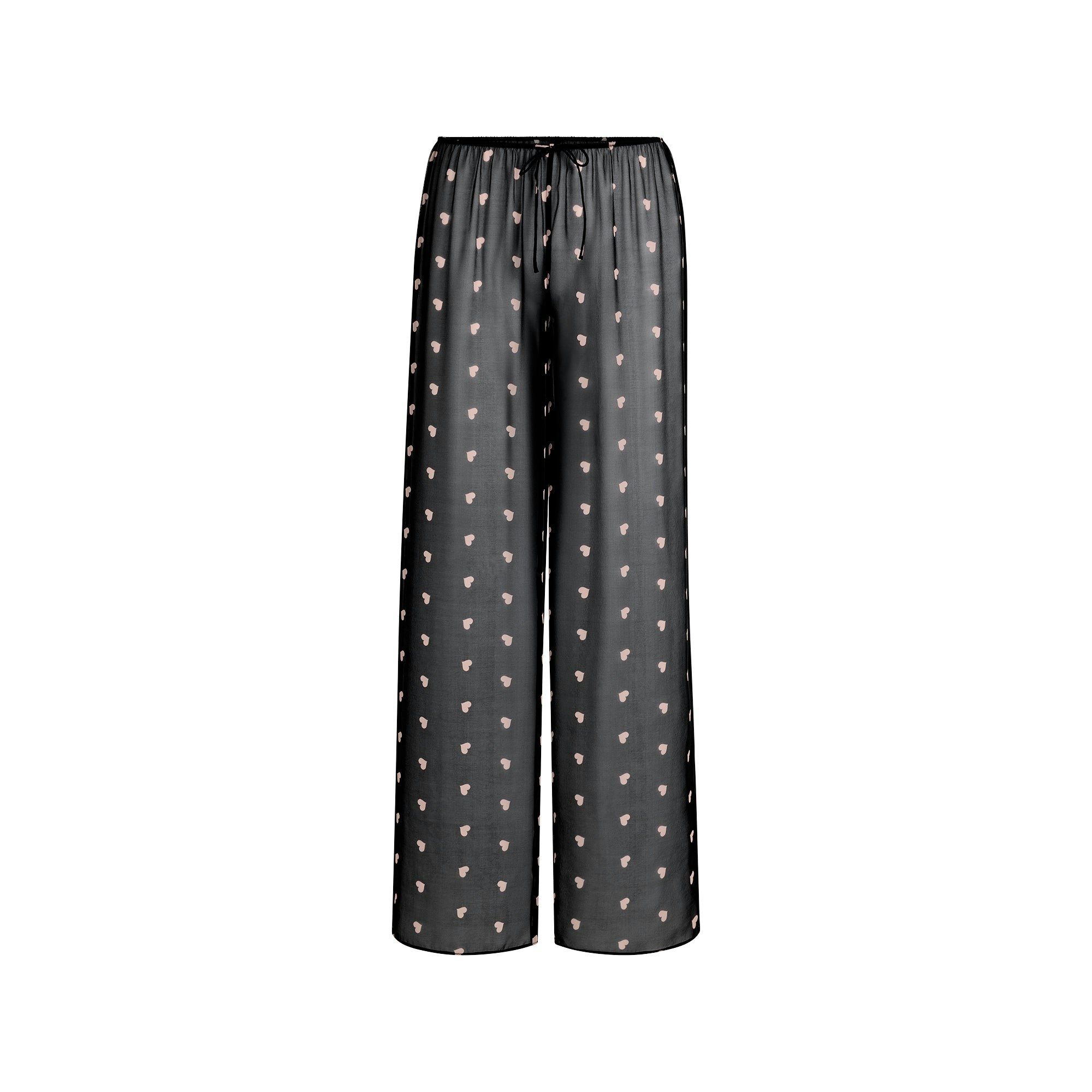 SKIMS ROMANCE WIDE LEG PANT | OBSIDIAN SPACED HEARTS FLAT ON A WHITE BACKGROUND | FLT