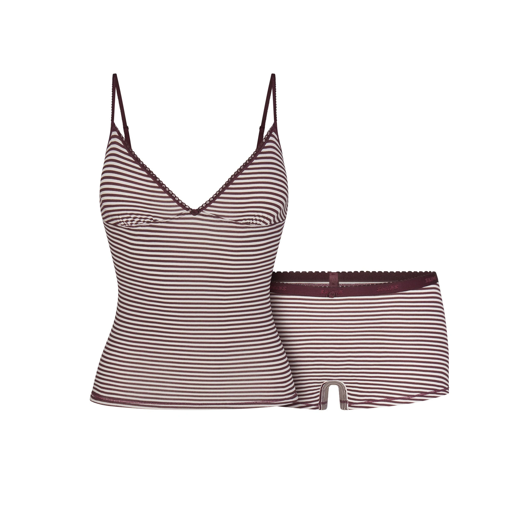LOGO PICOT CAMI AND BOY SHORT SET