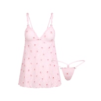 STRETCH LACE SLIP AND THONG SET