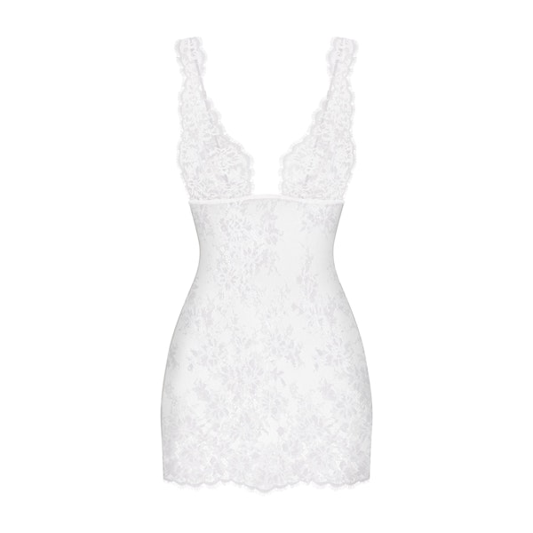 SKIMS LACE MINI SLIP DRESS | SNOW FLAT ON A WHITE BACKGROUND | FLT