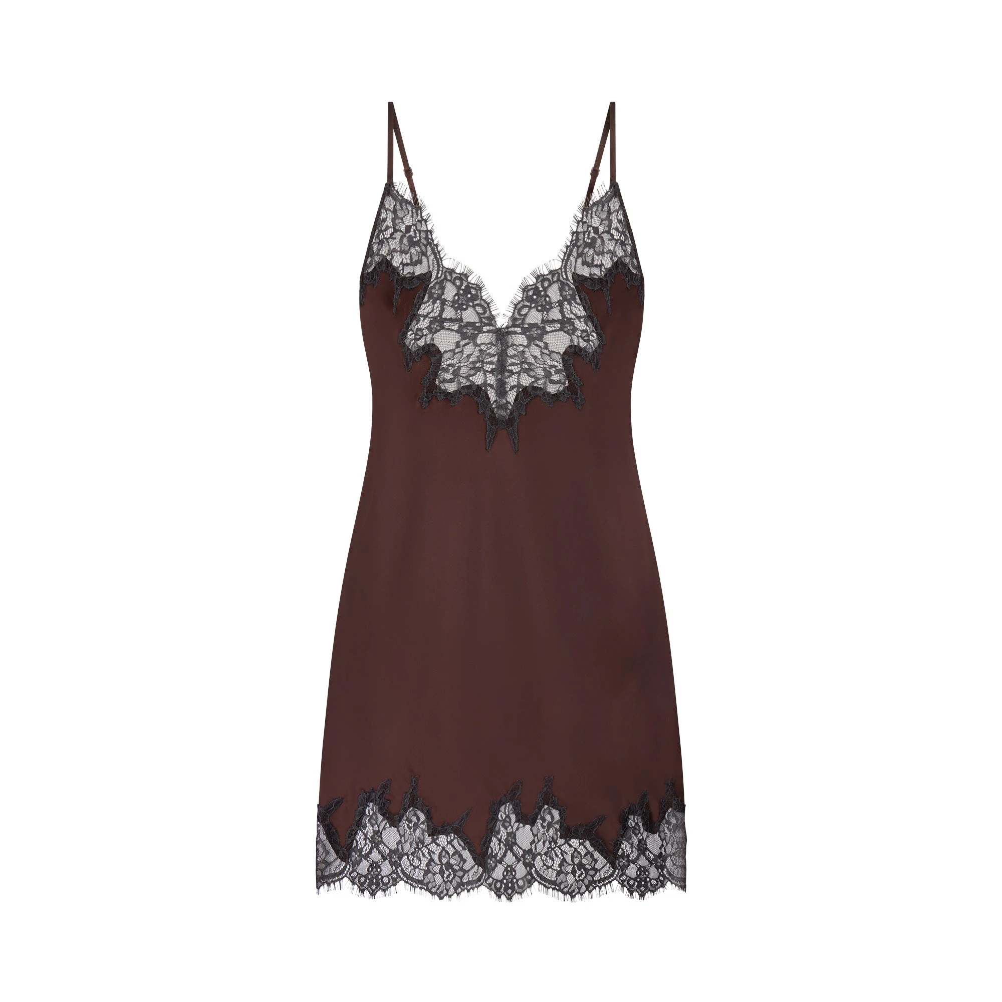 SKIMS Lace Mini Slip Dress | Espresso Contrast | Deep Neutral | Silk | M | Medium | Women's SKIMS Lace Mini Slip Dress | Espresso Contrast | Deep Neutral | Silk | M | Medium | Women's