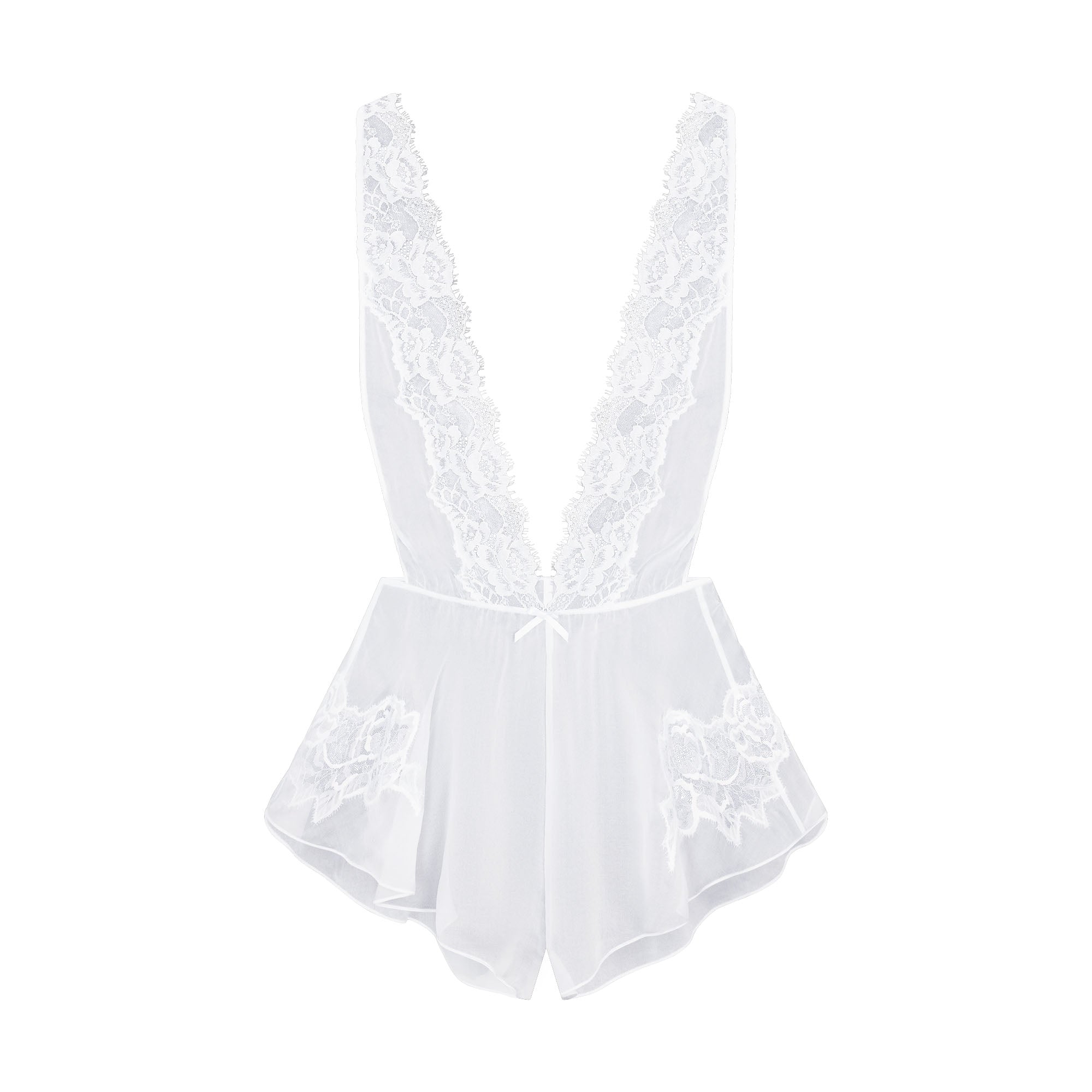 SKIMS ROMANCE TEDDY | IVORY FLAT ON A WHITE BACKGROUND | FLT