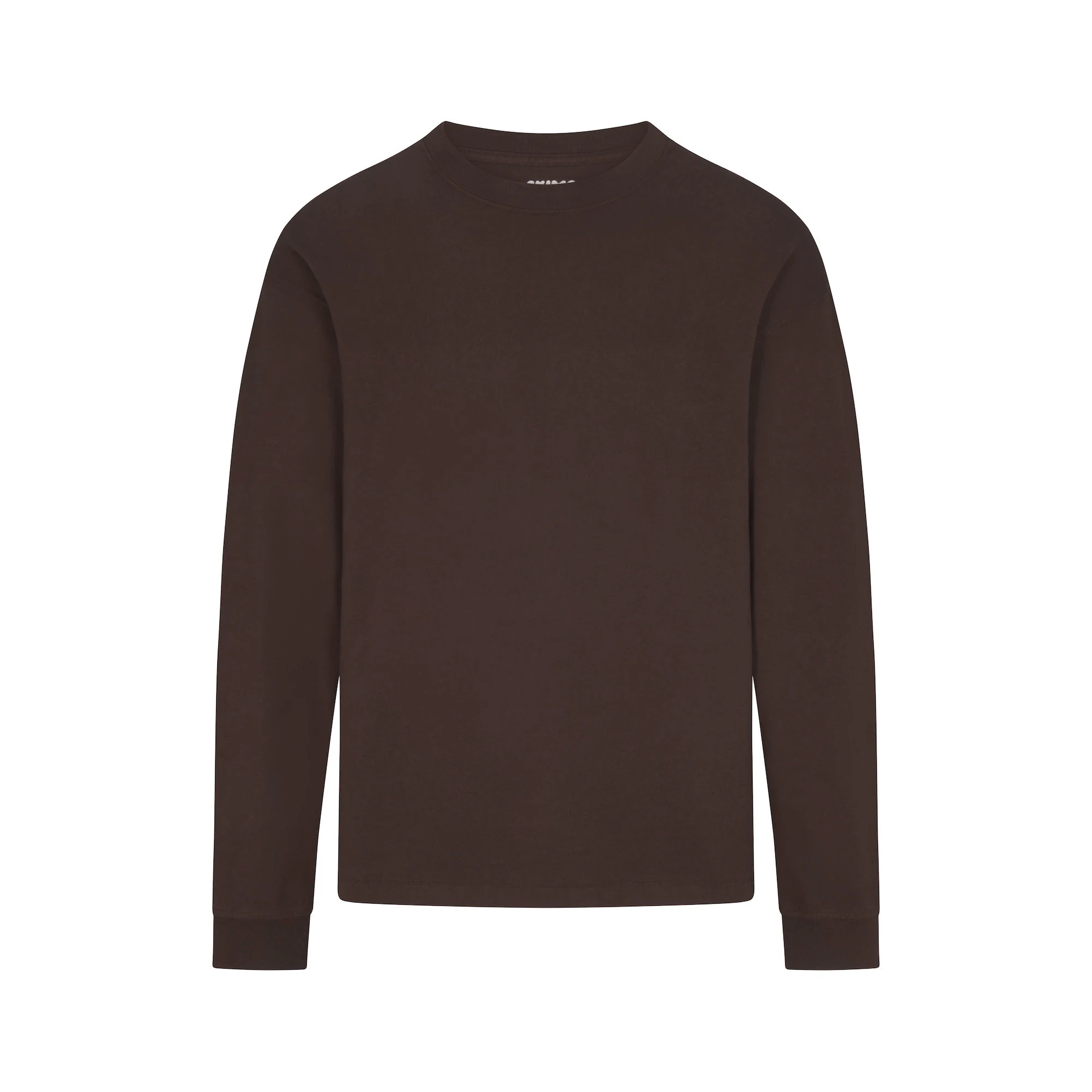 HEAVYWEIGHT COTTON MENS RELAXED LONG SLEEVE T-SHIRT | ESPRESSO (MENS LONG SLEEVE T-SHIRTS) FLAT ON A WHITE BACKGROUND | FLT