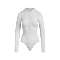 COTTON JERSEY PLUNGE HENLEY BODYSUIT