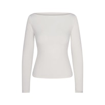 COTTON JERSEY LONG SLEEVE BOATNECK TOP