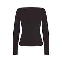 COTTON JERSEY LONG SLEEVE BOATNECK TOP