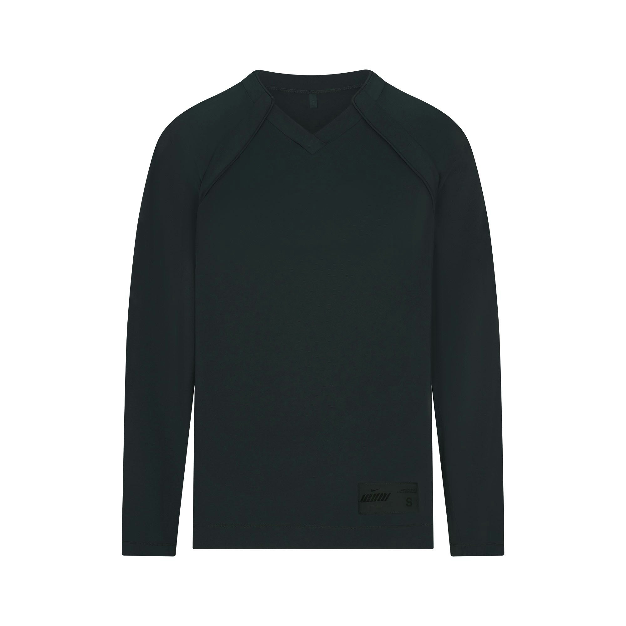NikeSKIMS AIRY V-NECK OVERSIZED LONG SLEEVE TOP | DARK TEAL FLAT ON A WHITE BACKGROUND | FLT