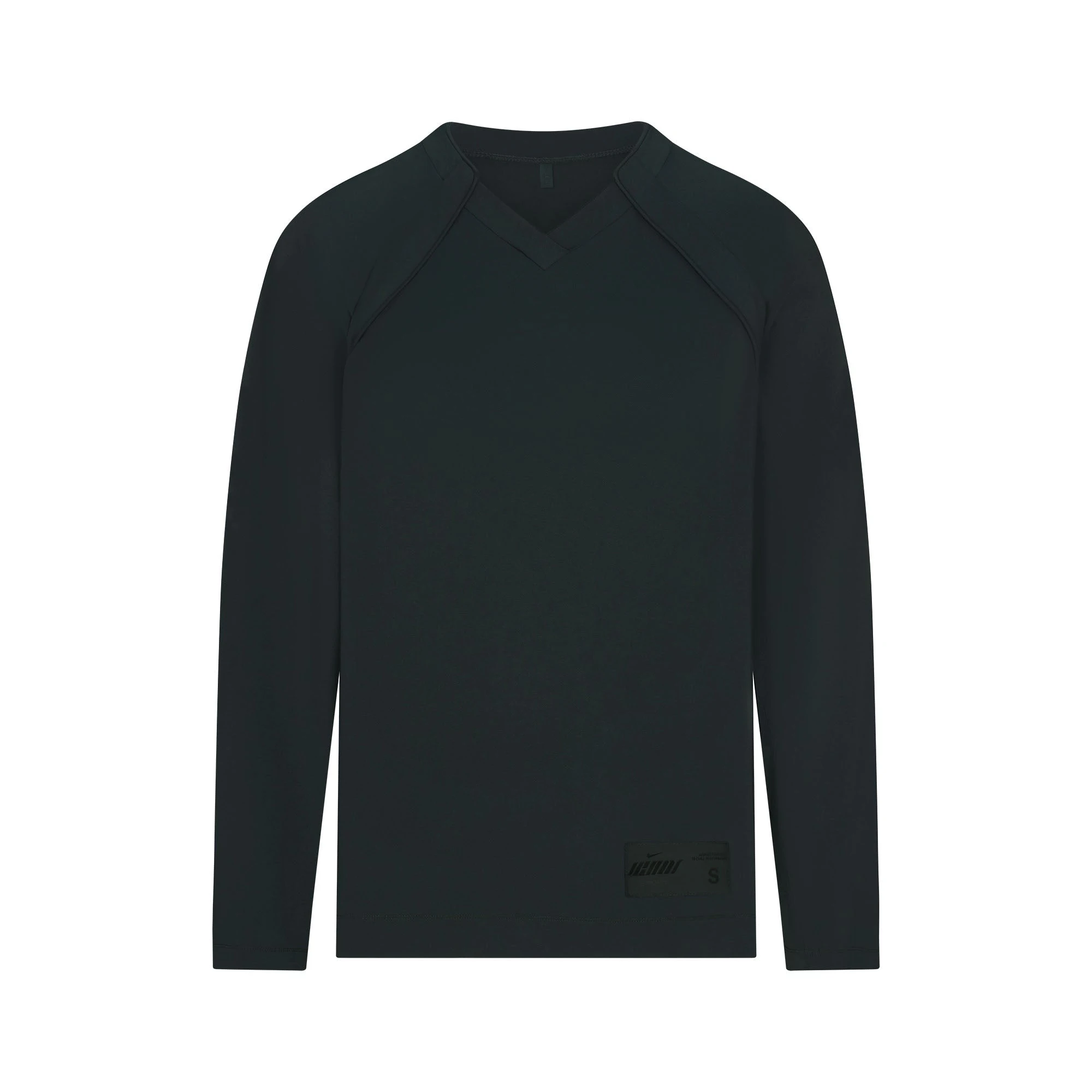 NikeSKIMS AIRY V-NECK OVERSIZED LONG SLEEVE TOP | DARK TEAL FLAT ON A WHITE BACKGROUND | FLT