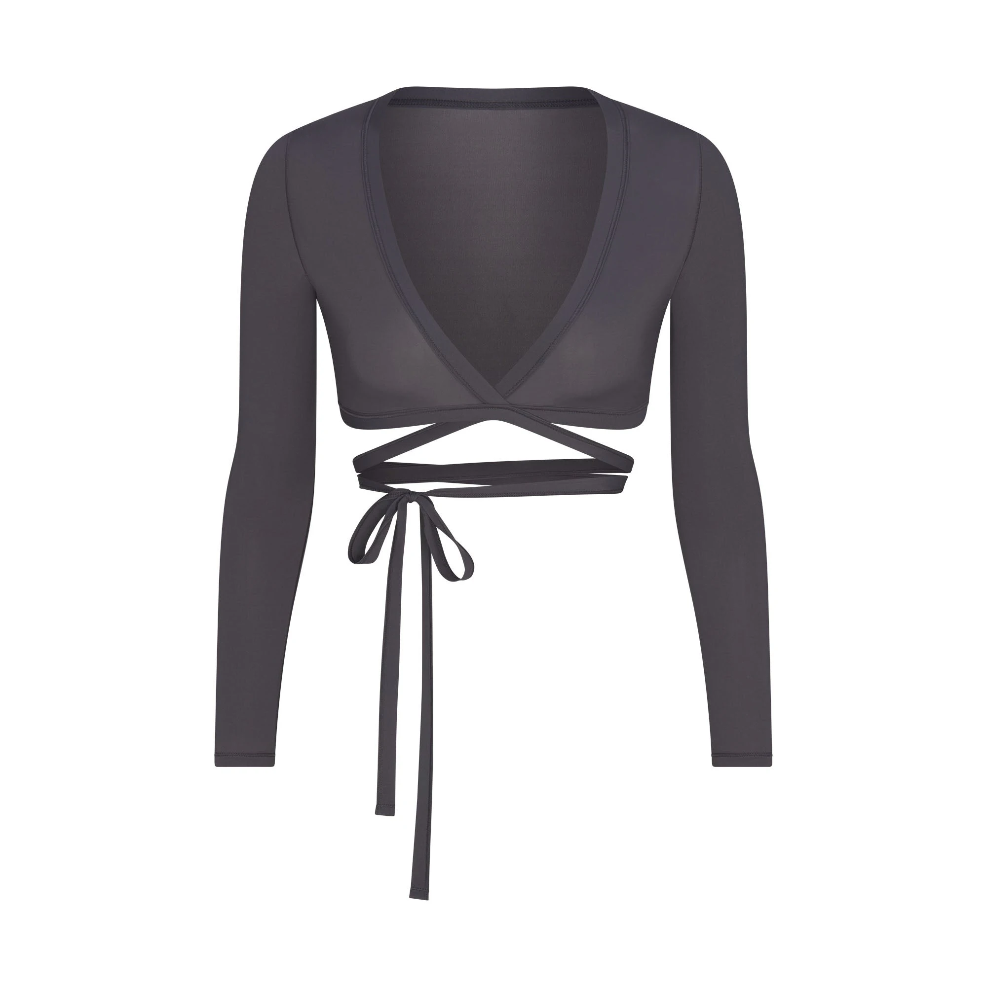 NikeSKIMS WEIGHTLESS LAYERS WRAP TOP | LEAD FLAT ON A WHITE BACKGROUND | FLT