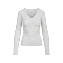 COTTON JERSEY SHIRRED BUST LONG SLEEVE