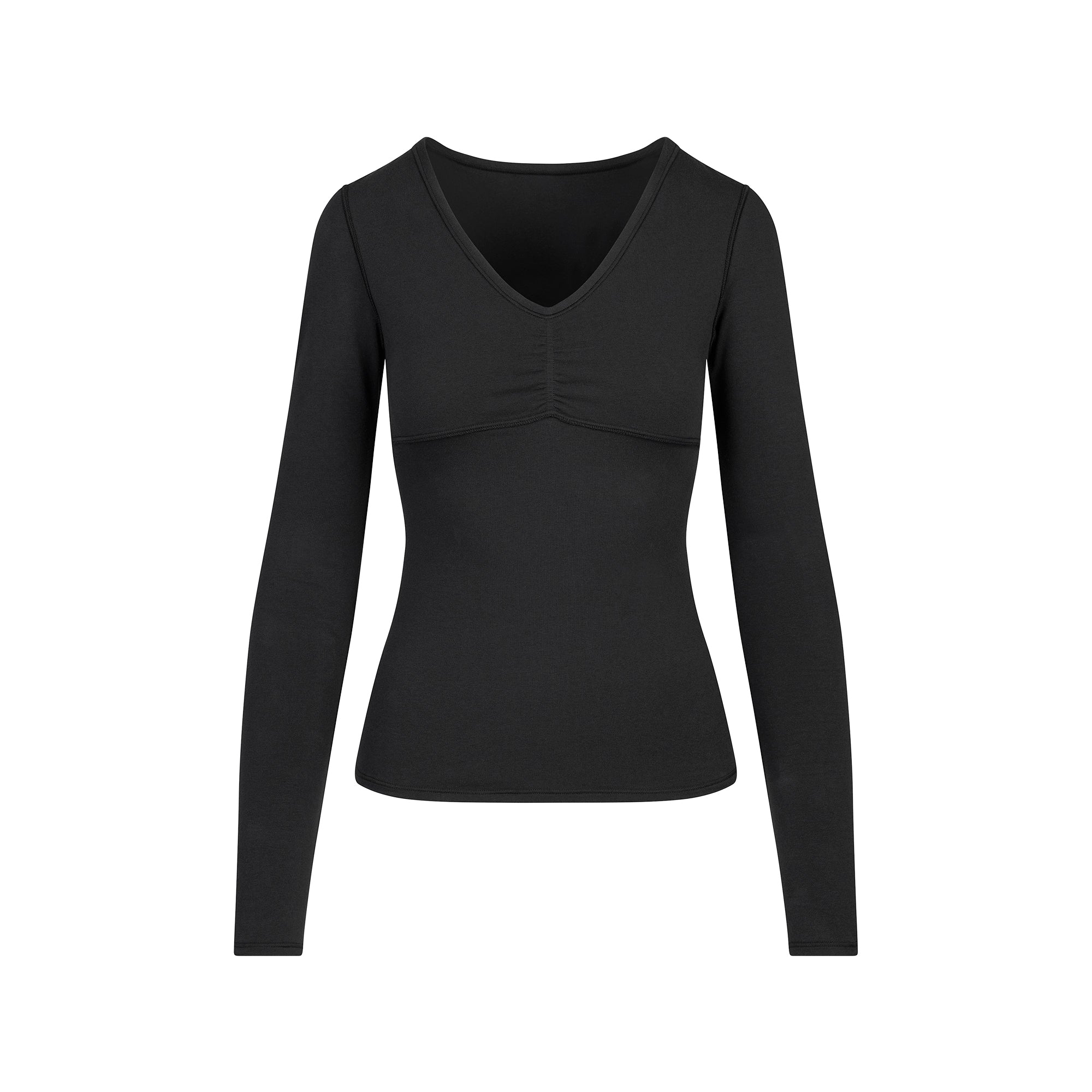 COTTON JERSEY SHIRRED BUST LONG SLEEVE | SOOT | SKIMS