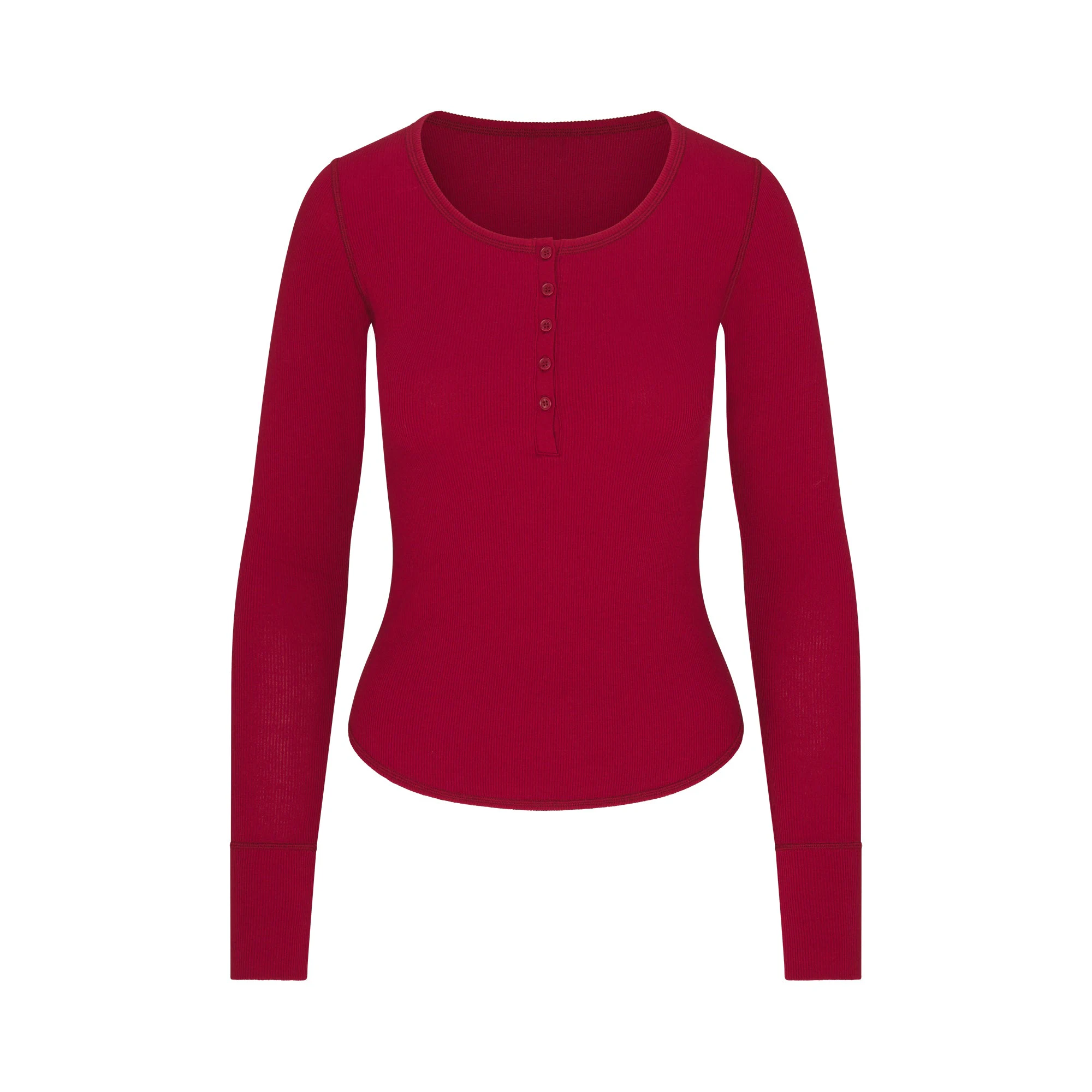 COTTON RIB SCOOP NECK HENLEY | BRICK FLAT ON A WHITE BACKGROUND | FLT