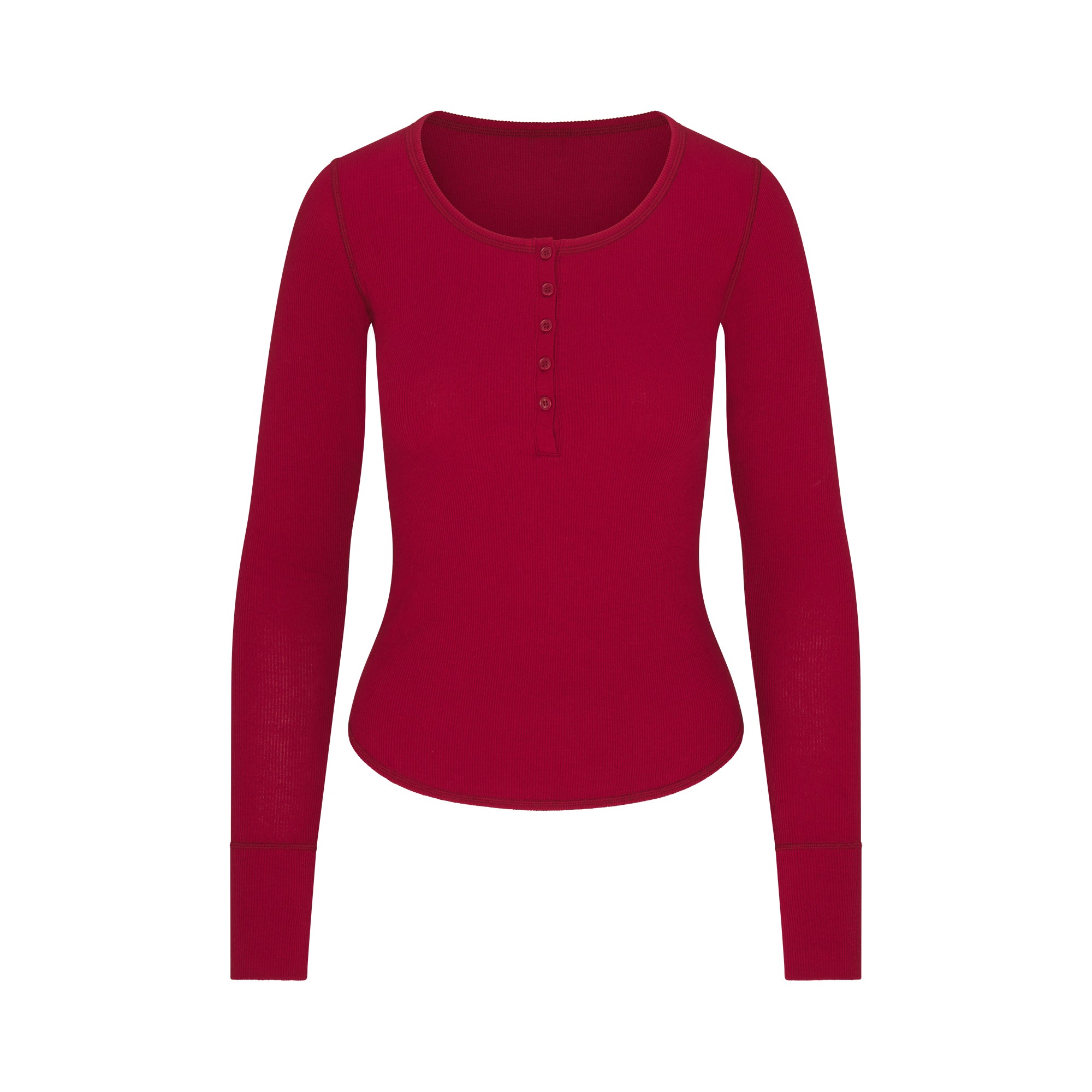 COTTON RIB SCOOP NECK HENLEY | BRICK FLAT ON A WHITE BACKGROUND | FLT