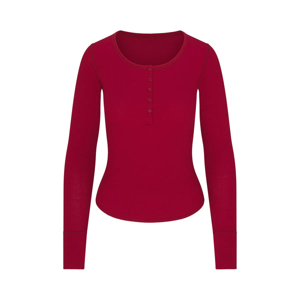 COTTON JERSEY LONG SLEEVE T-SHIRT BRICK