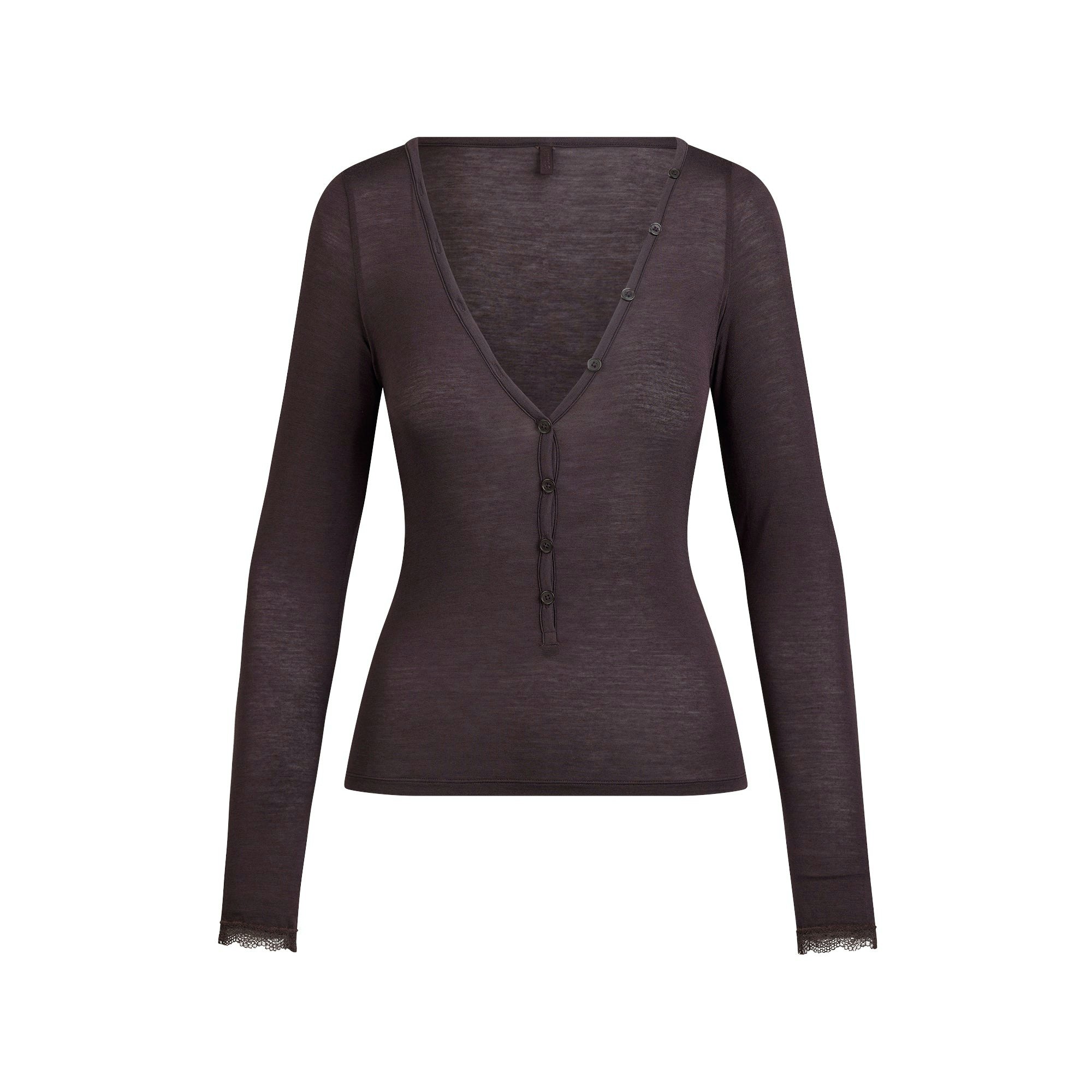 SHEER MODAL LONG SLEEVE HENLEY | PHOENIX FLAT ON A WHITE BACKGROUND | FLT