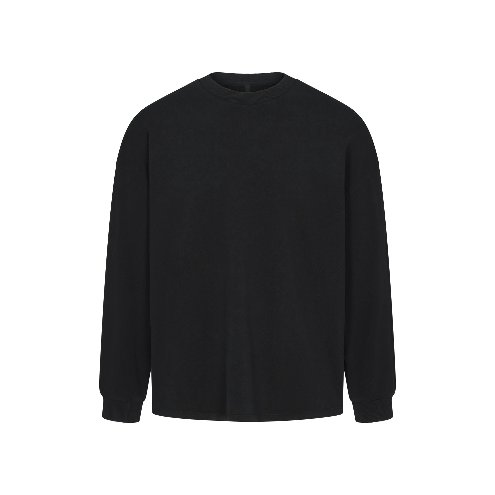 HEAVY COTTON OVERSIZED LONG SLEEVE T-SHIRT | ONYX FLAT ON A WHITE BACKGROUND | FLT