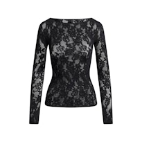 KNIT LACE BOATNECK TOP