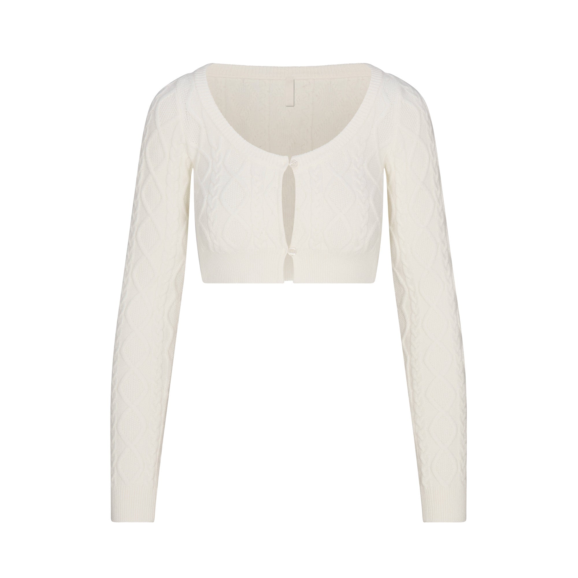 SWEATER KNIT SHRUNKEN ZIP UP HOODIE | IVORY