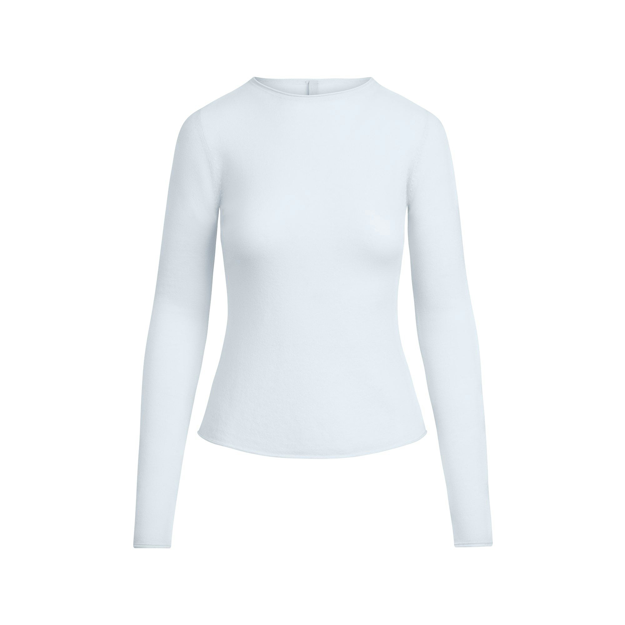 FEATHERWEIGHT CASHMERE LONG SLEEVE TOP | PEARL FLAT ON A WHITE BACKGROUND | FLT