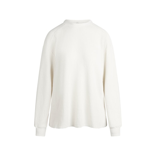 HEAVY WAFFLE OVERSIZED CREWNECK | IVORY FLAT ON A WHITE BACKGROUND | FLT