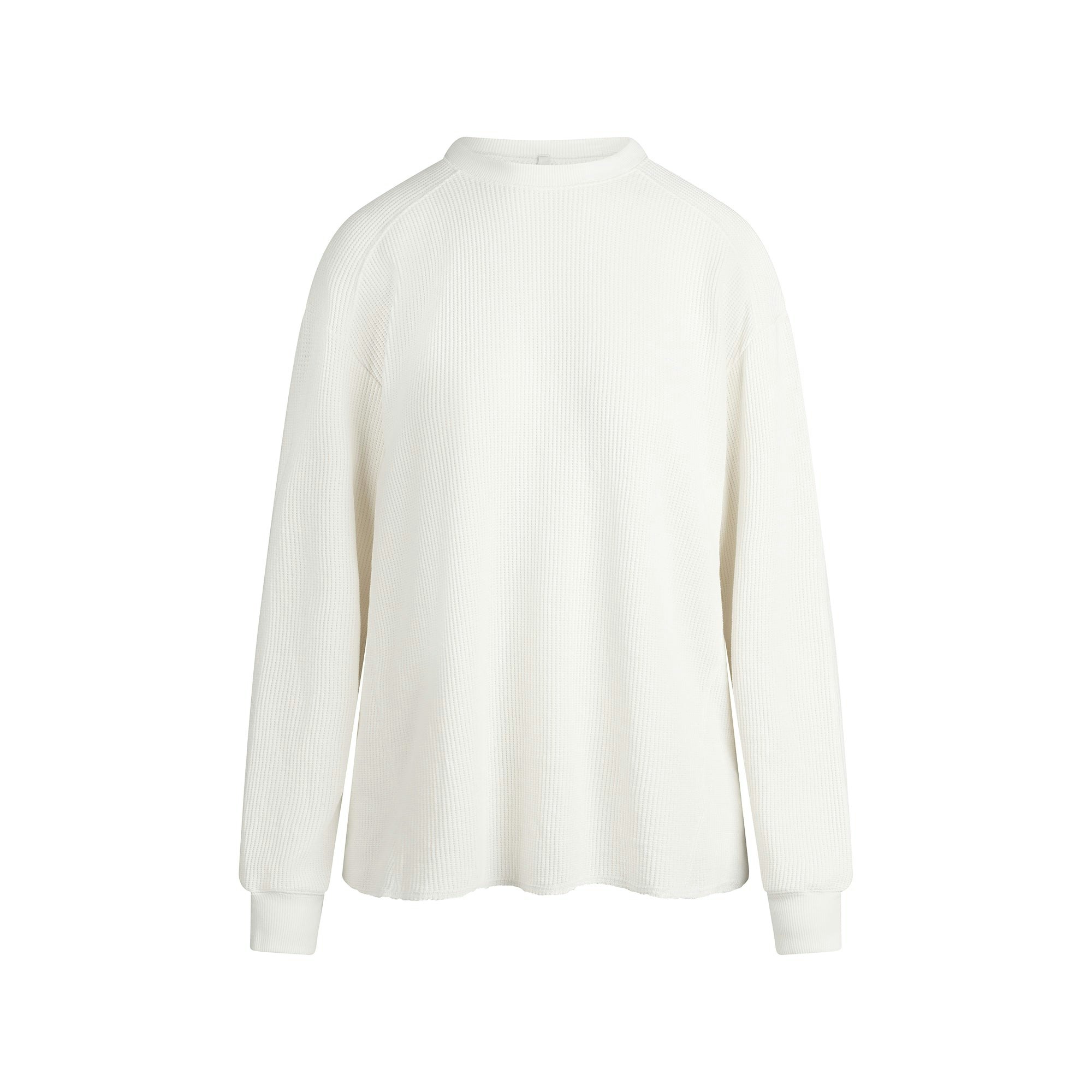 HEAVY WAFFLE OVERSIZED CREWNECK | IVORY FLAT ON A WHITE BACKGROUND | FLT