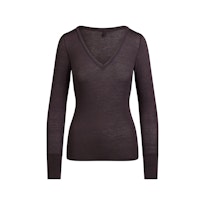 SHEER MODAL LONG SLEEVE V NECK