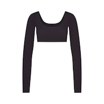 WOOL RIB LONG SLEEVE SUPER CROPPED TOP