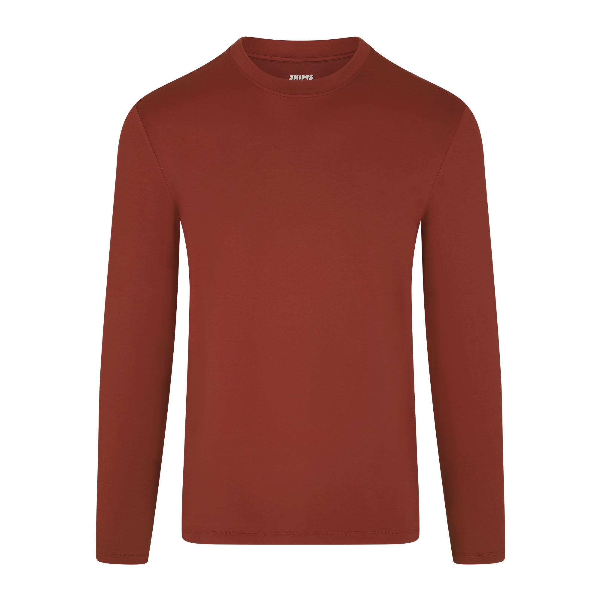 OUTDOOR JERSEY MENS LONG SLEEVE T-SHIRT | RUST (MENS LONG SLEEVE T-SHIRTS) FLAT ON A WHITE BACKGROUND | FLT