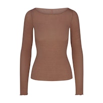 SHEER MODAL LONG SLEEVE BOATNECK TOP