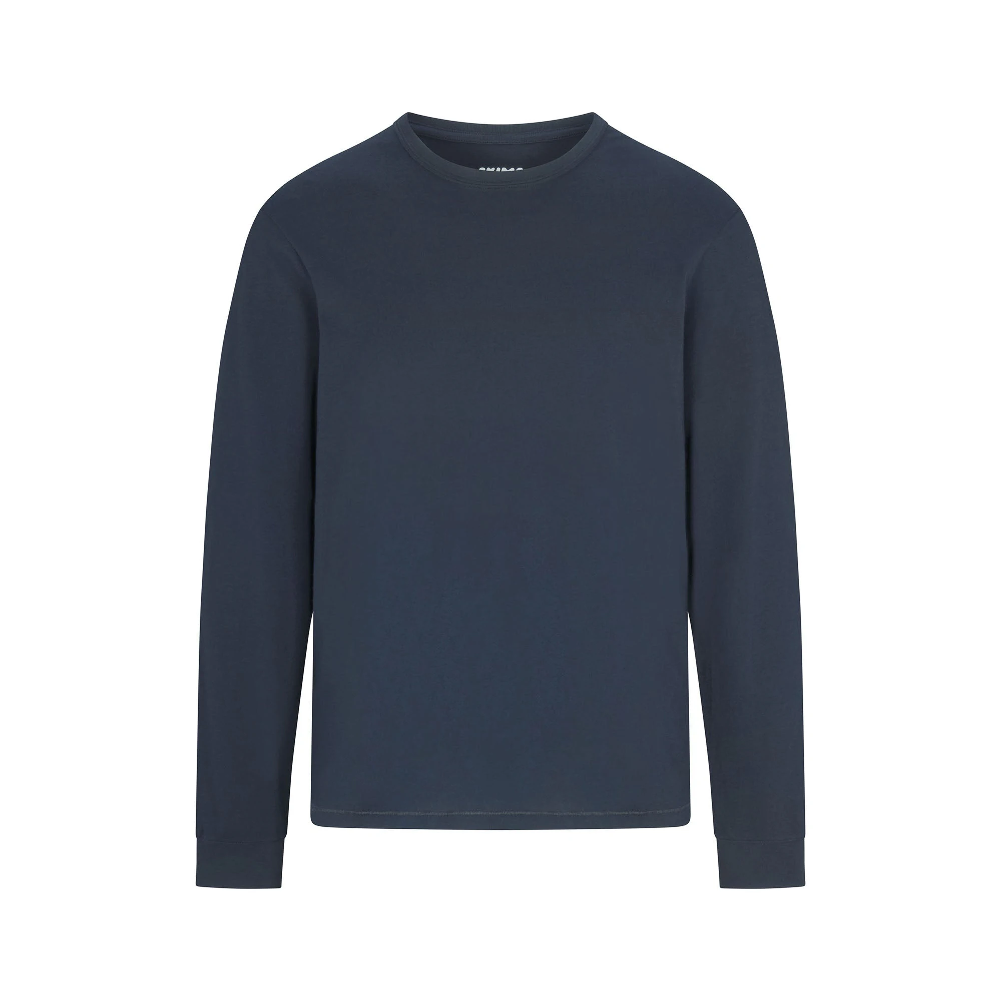 SKIMS COTTON MENS CLASSIC LONG SLEEVE T-SHIRT | NAVYFLAT ON A WHITE BACKGROUND | FLT