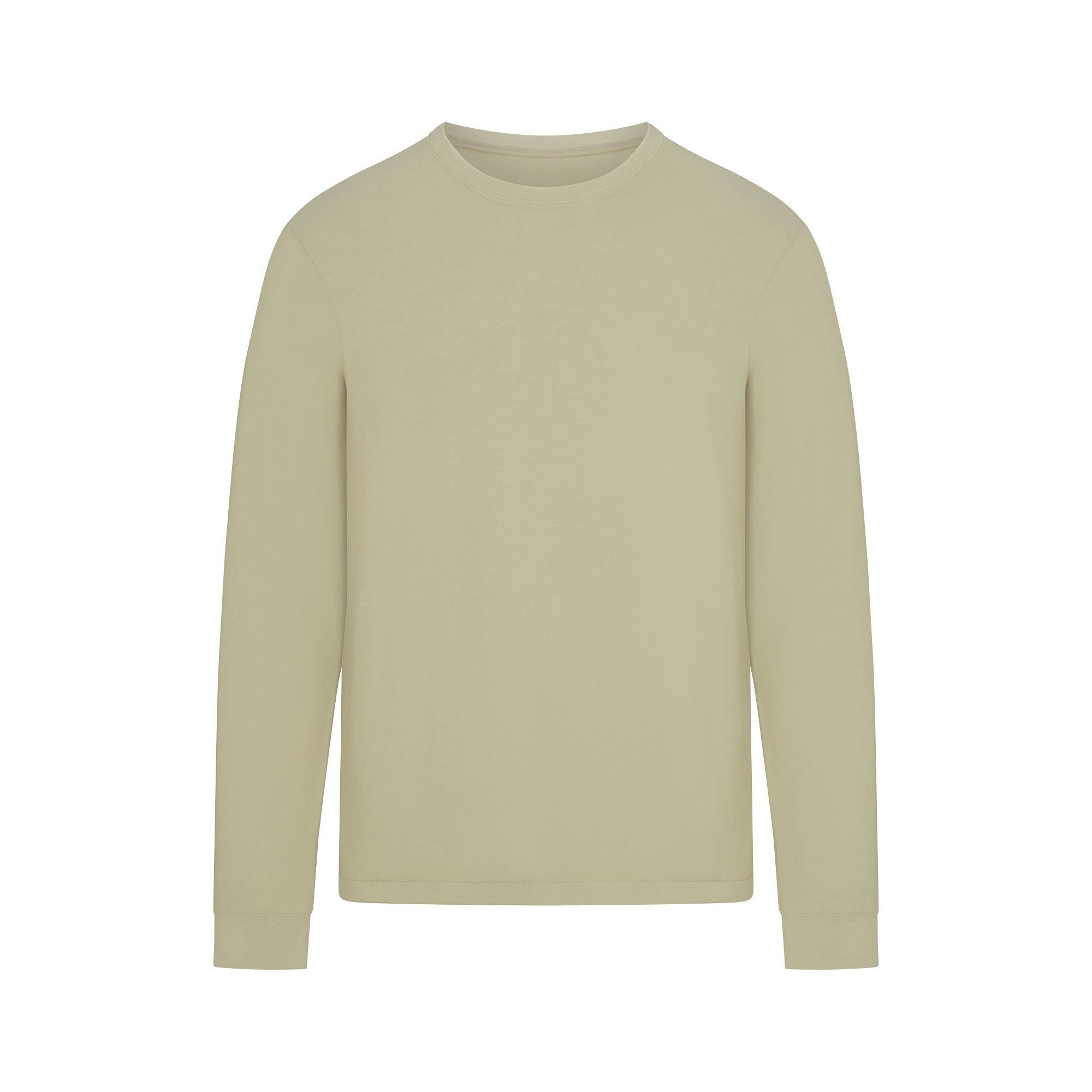 SKIMS COTTON MENS CLASSIC LONG SLEEVE T SHIRT PHOSPHORUS FLAT ON A WHITE BACKGROUND | FLT | FLT