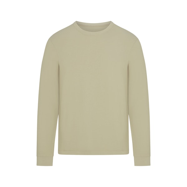 SKIMS COTTON MENS CLASSIC LONG SLEEVE T SHIRT PHOSPHORUS FLAT ON A WHITE BACKGROUND | FLT | FLT