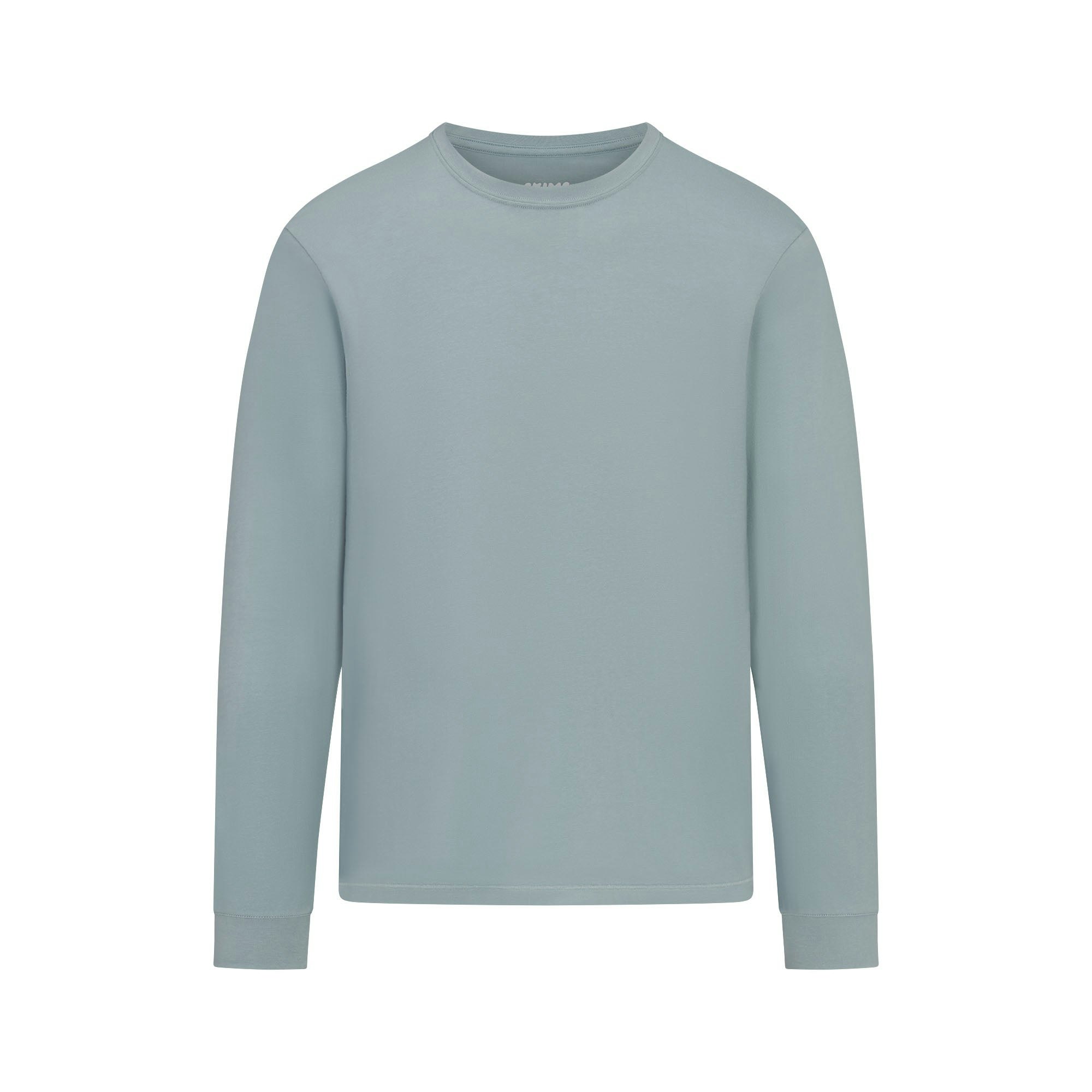 SKIMS COTTON MENS CLASSIC LONG SLEEVE T-SHIRT | SKY FLAT ON A WHITE BACKGROUND | FLT