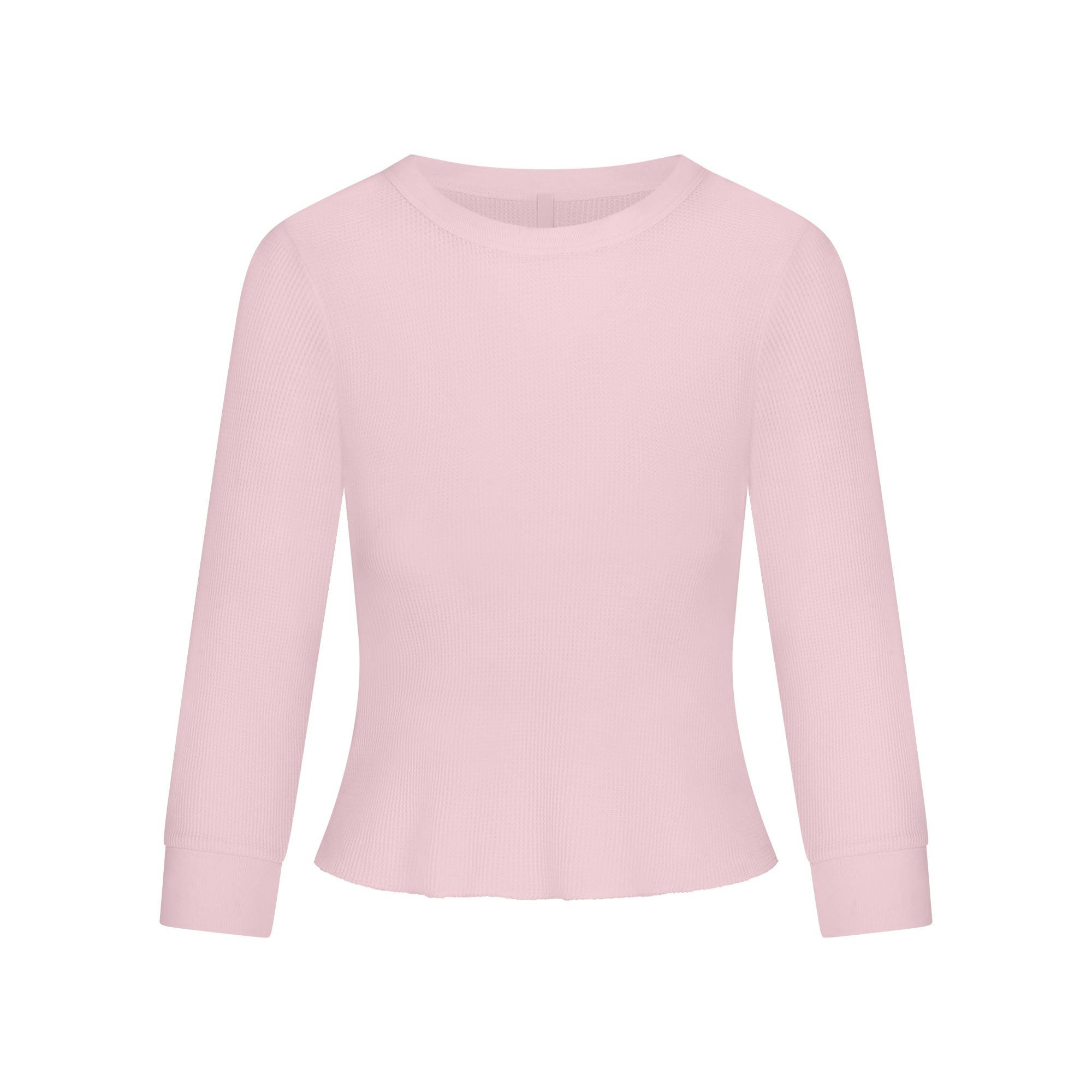 WAFFLE LONG SLEEVE BABY TEE | CHERRY BLOSSOM (LONG SLEEVE T-SHIRTS) FLAT ON A WHITE BACKGROUND | FLT