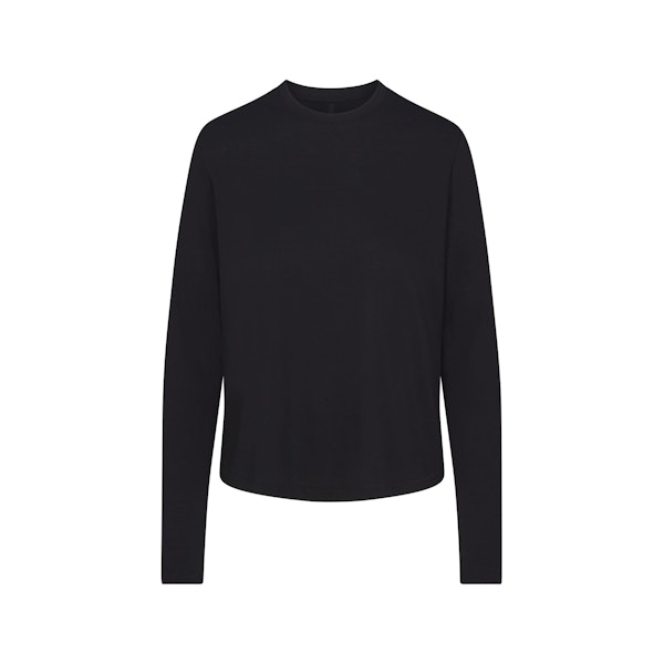 RELAXED TEES LONG SLEEVE T-SHIRT | ONYX FLAT ON A WHITE BACKGROUND | FLT