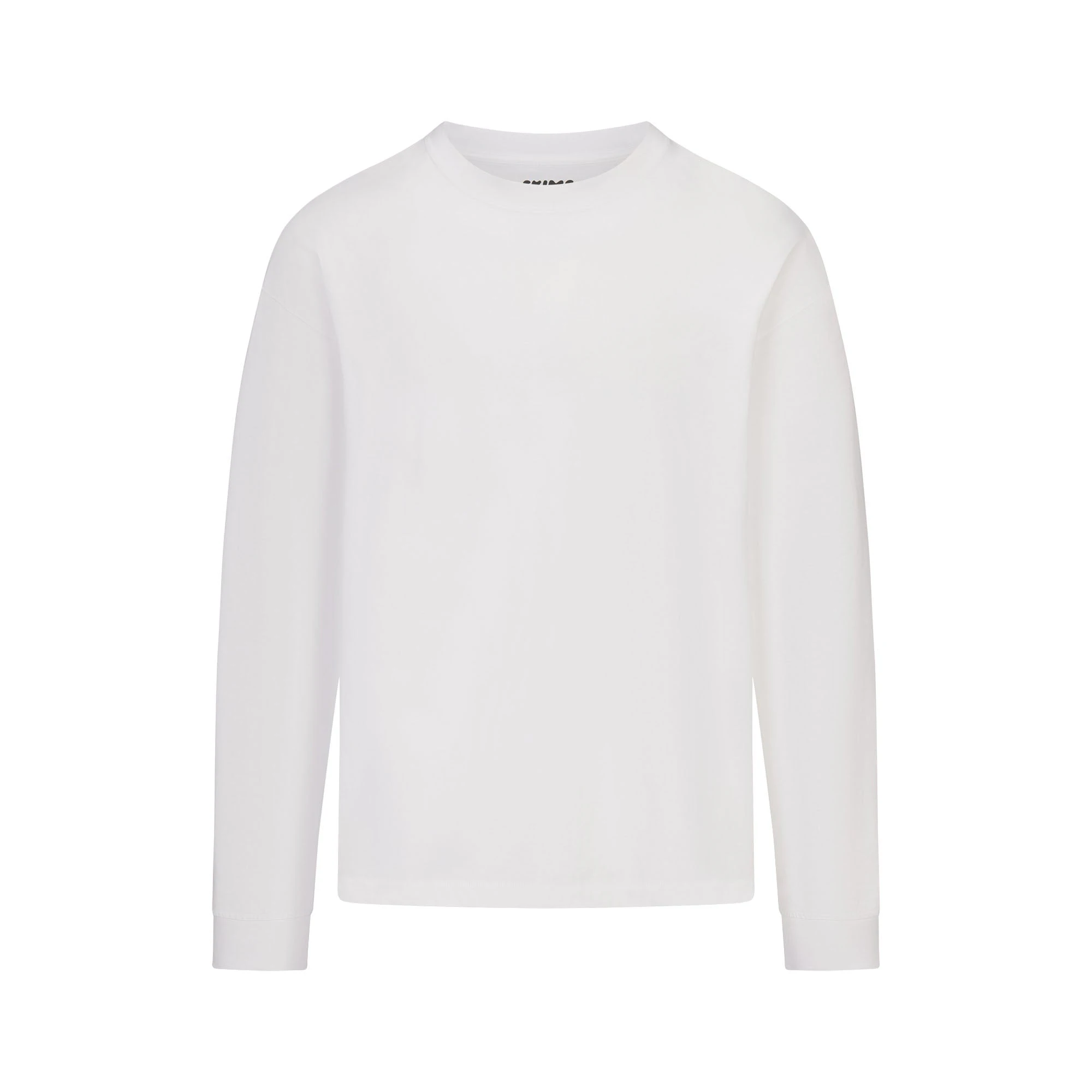 HEAVYWEIGHT COTTON MENS RELAXED LONG SLEEVE T-SHIRT | CHALK FLAT ON A WHITE BACKGROUND | FLT