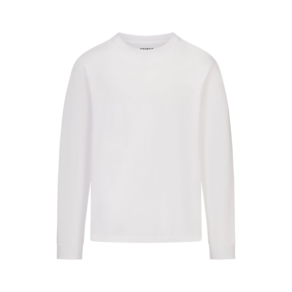 HEAVYWEIGHT COTTON MENS RELAXED LONG SLEEVE T-SHIRT | CHALK FLAT ON A WHITE BACKGROUND | FLT