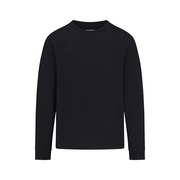 HEAVYWEIGHT COTTON MENS RELAXED LONG SLEEVE T-SHIRT | OBSIDIAN FLAT ON A WHITE BACKGROUND | FLT