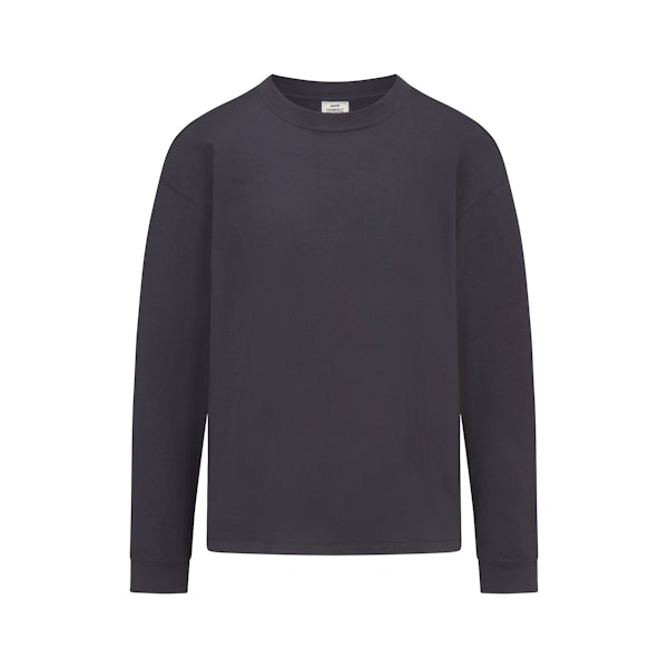 HEAVYWEIGHT COTTON MENS RELAXED LONG SLEEVE T-SHIRT | RAVEN FLAT ON A WHITE BACKGROUND | FLT