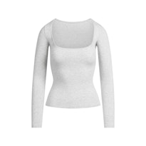 COTTON JERSEY SCOOP NECK LONG SLEEVE TOP